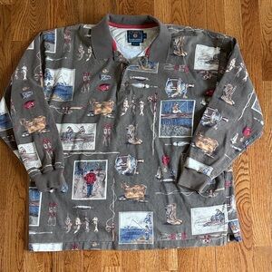 Chaps Ralph Lauren Vintage Fishing Shirt Size XL